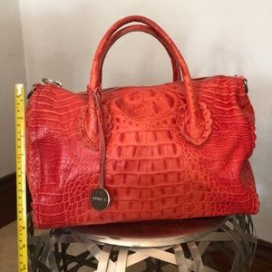 Furla Croc Embossed Leather Handbag